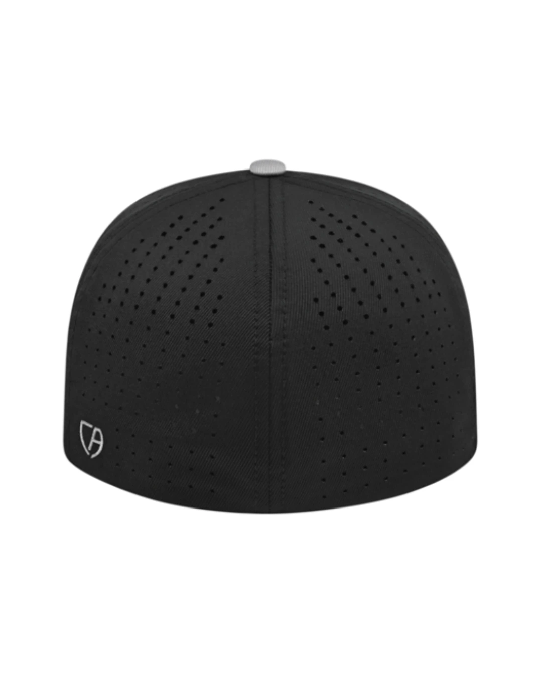 Custom Flexfit hats in Silver Silver Black, back