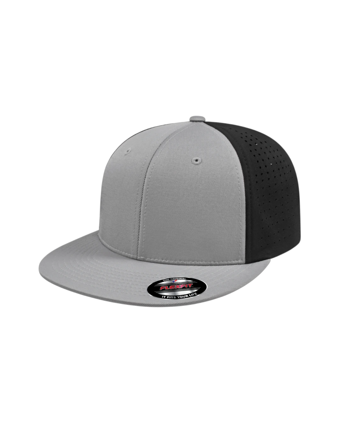 Custom Flexfit hats in Silver Silver Black