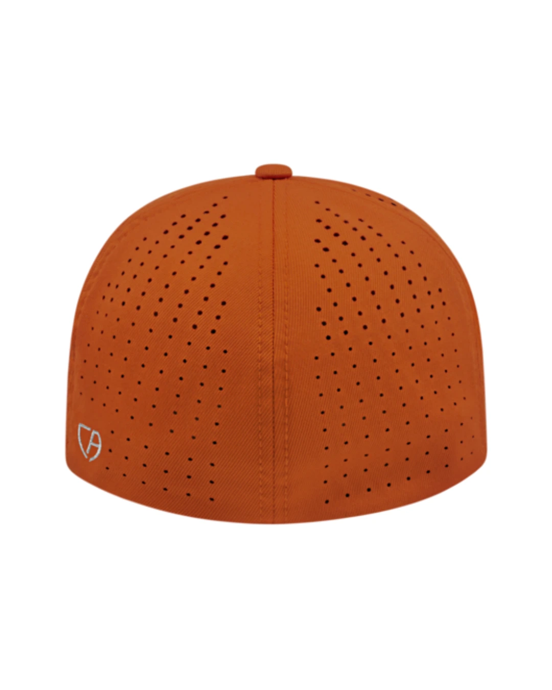Custom Flexfit hats in True Texas Orange, back