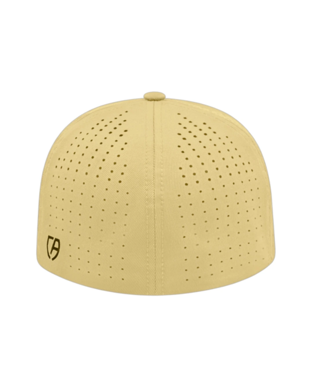 Custom Flexfit hats in Vegas Gold, back