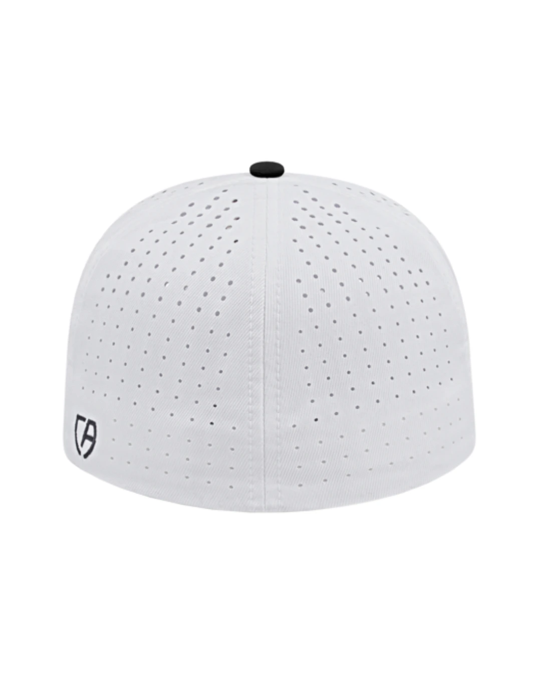 Custom Flexfit hats in White Black, back