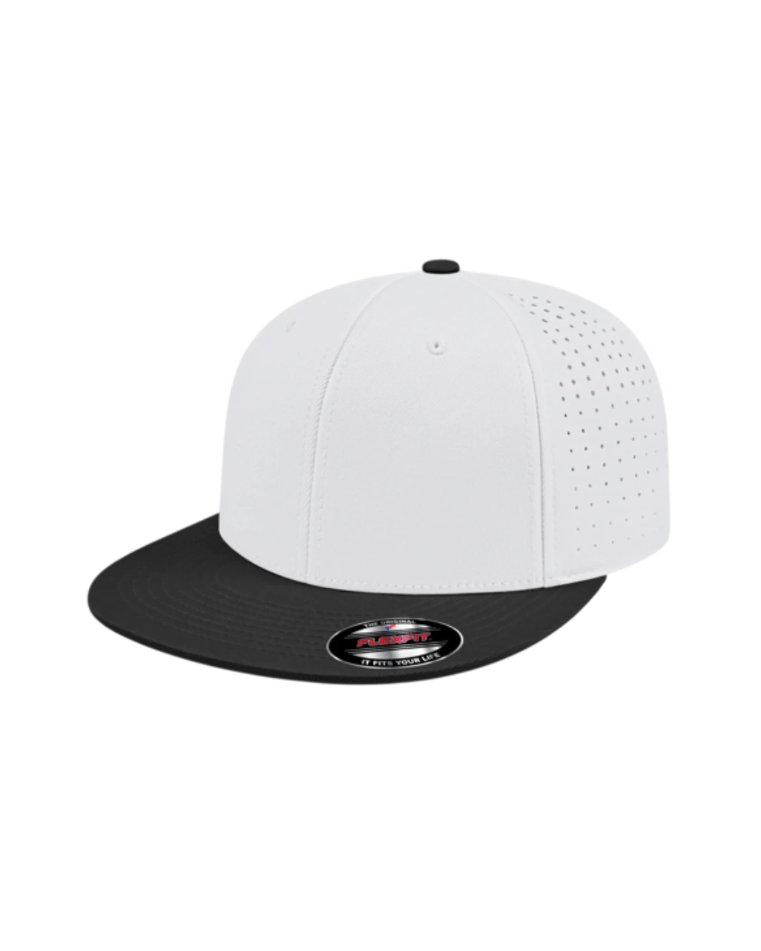 Custom Flexfit hats in White Black