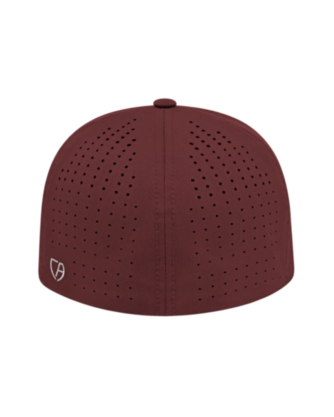 Custom Flexfit hats in White Maroon Maroon, back
