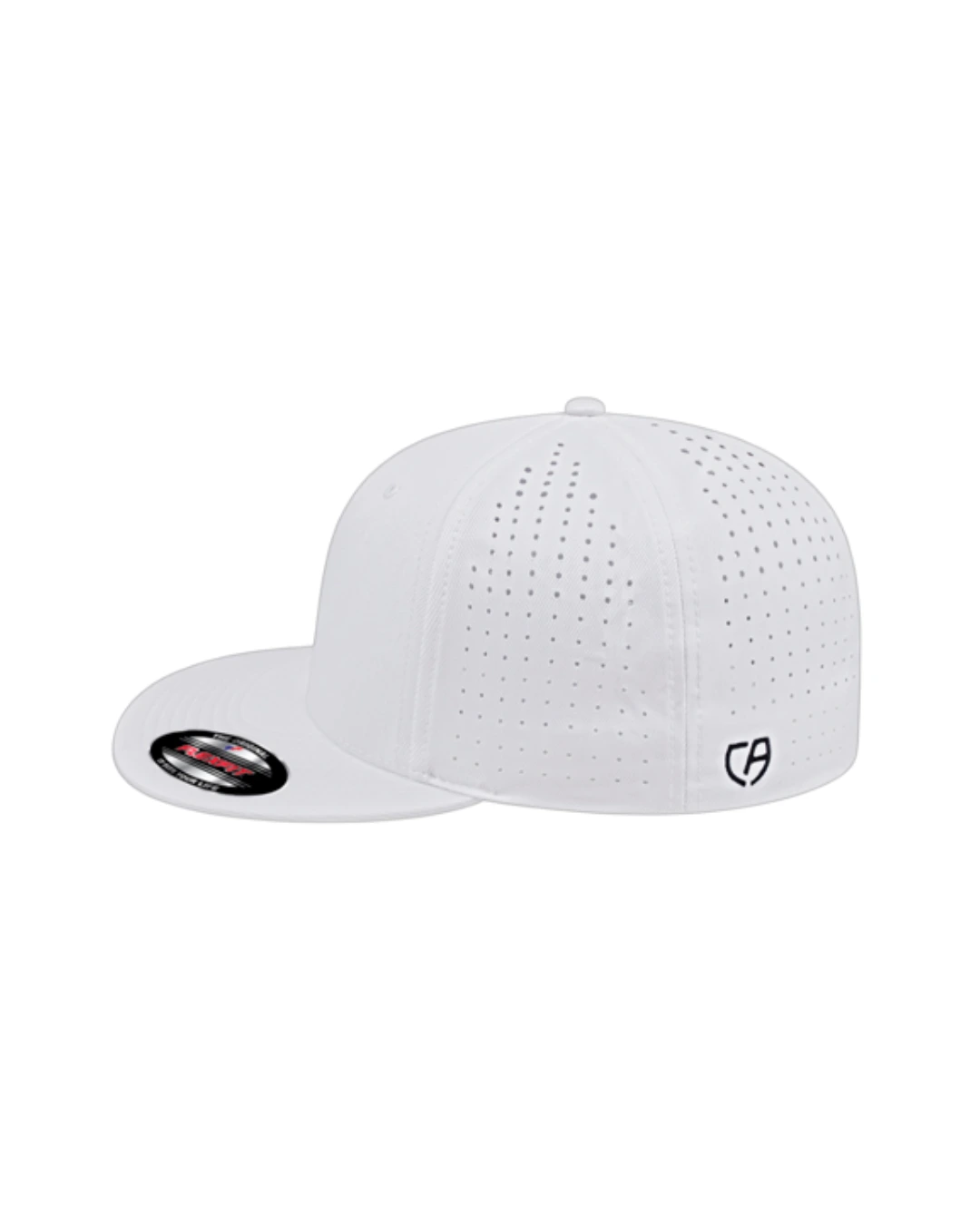 Custom Flexfit hats in White, side