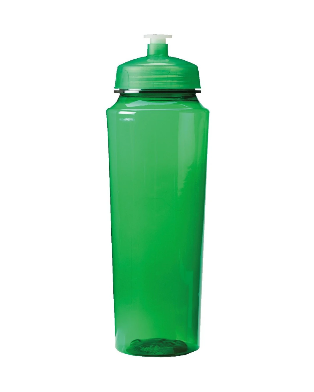 Custom plastic water bottles in Translucent Green, 24 oz PET bottle with push-pull lid, flat view