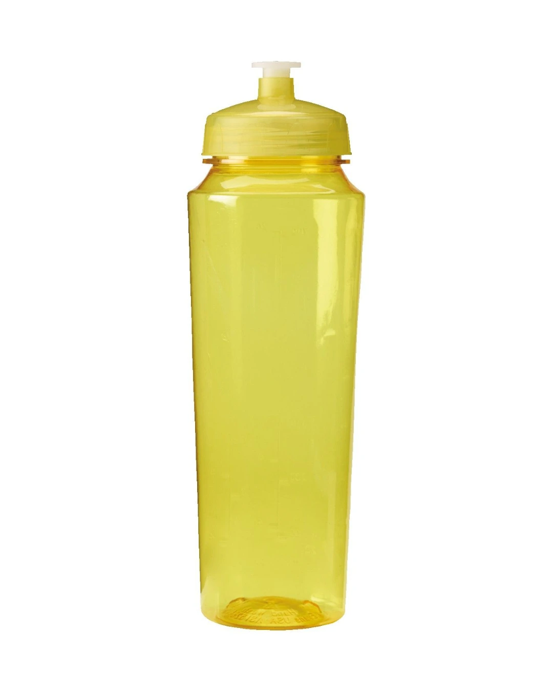 Custom plastic water bottles in Translucent Yellow, 24 oz PET bottle with push-pull lid, flat view
