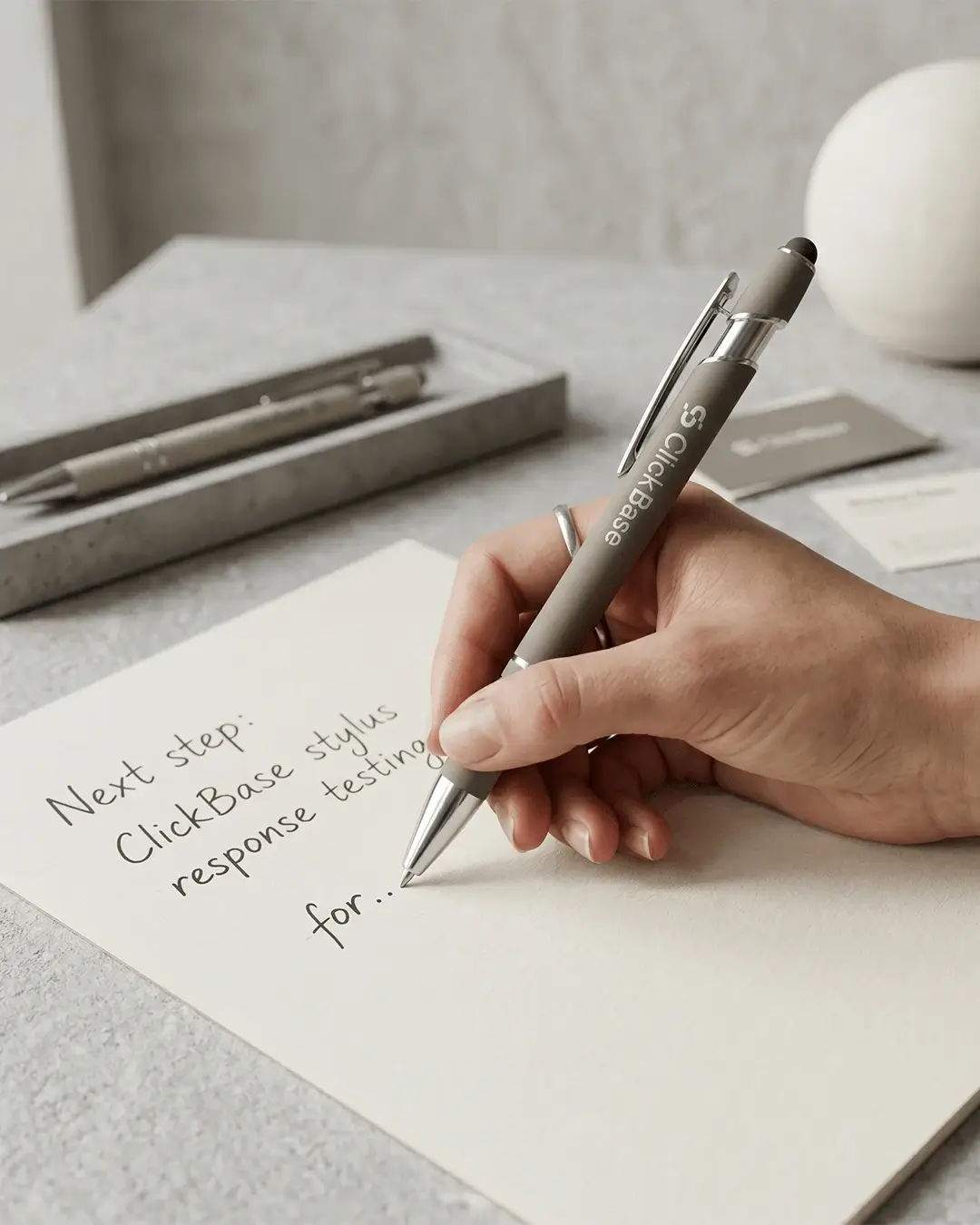 Custom metal pens in five colors with logos printed and engraved on the barrels