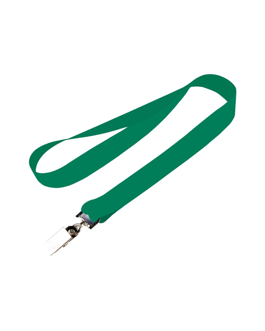 custom lanyards in kelly green, 3/4 inch full color dye sublimated polyester strap with metal crimp and j-hook, flat view