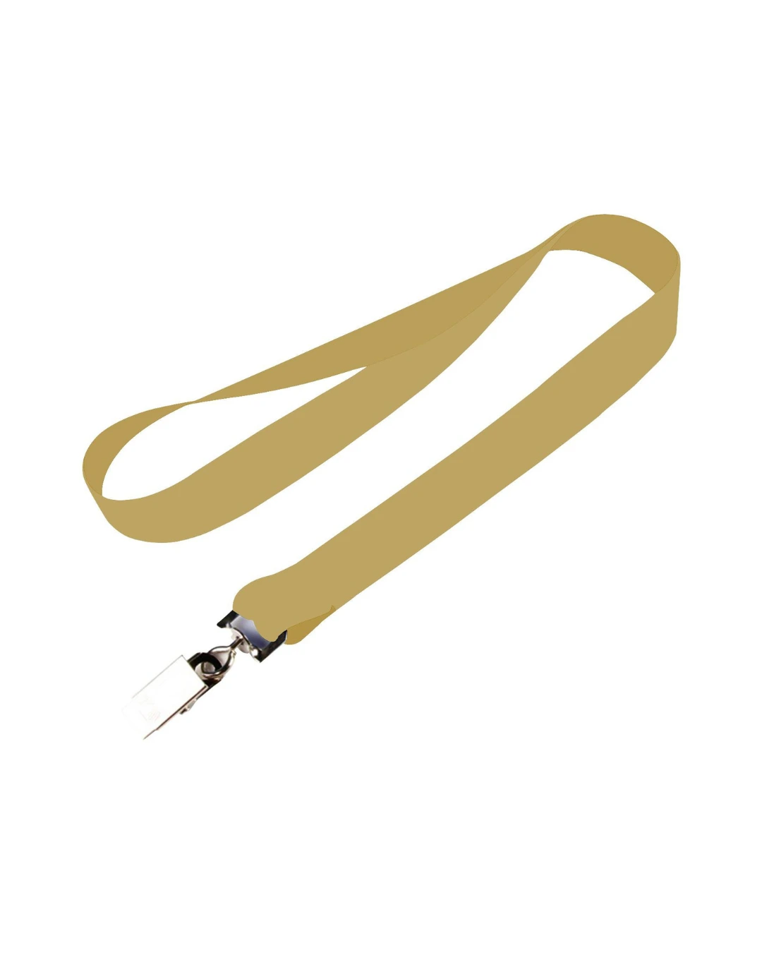 custom lanyards in vegas gold, 3/4 inch full color dye sublimated polyester strap with metal crimp and j-hook, flat view