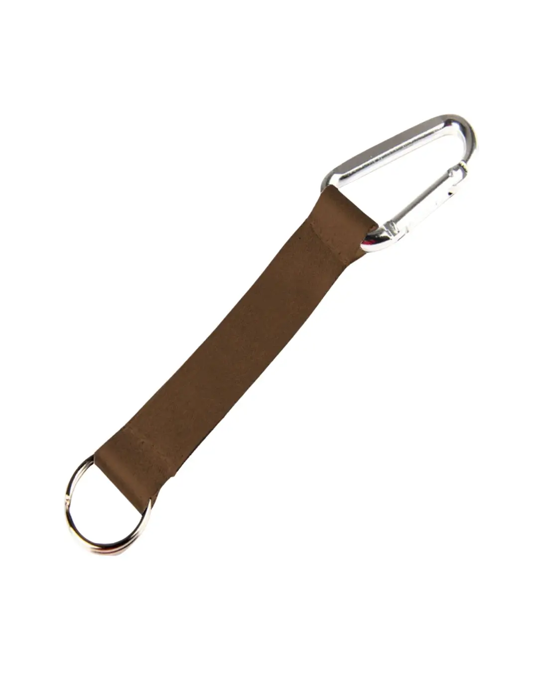 Custom lanyard keychains in brown, 5 inch full color polyester strap with aluminum carabiner and split key ring