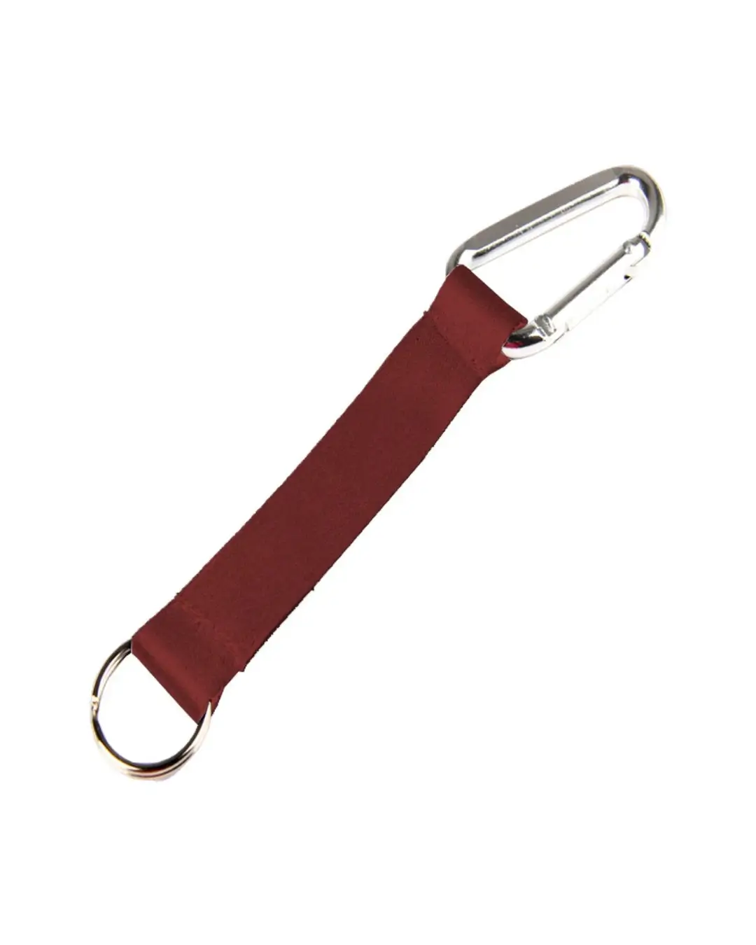 Custom lanyard keychains in burgundy, 5 inch full color polyester strap with aluminum carabiner and split key ring