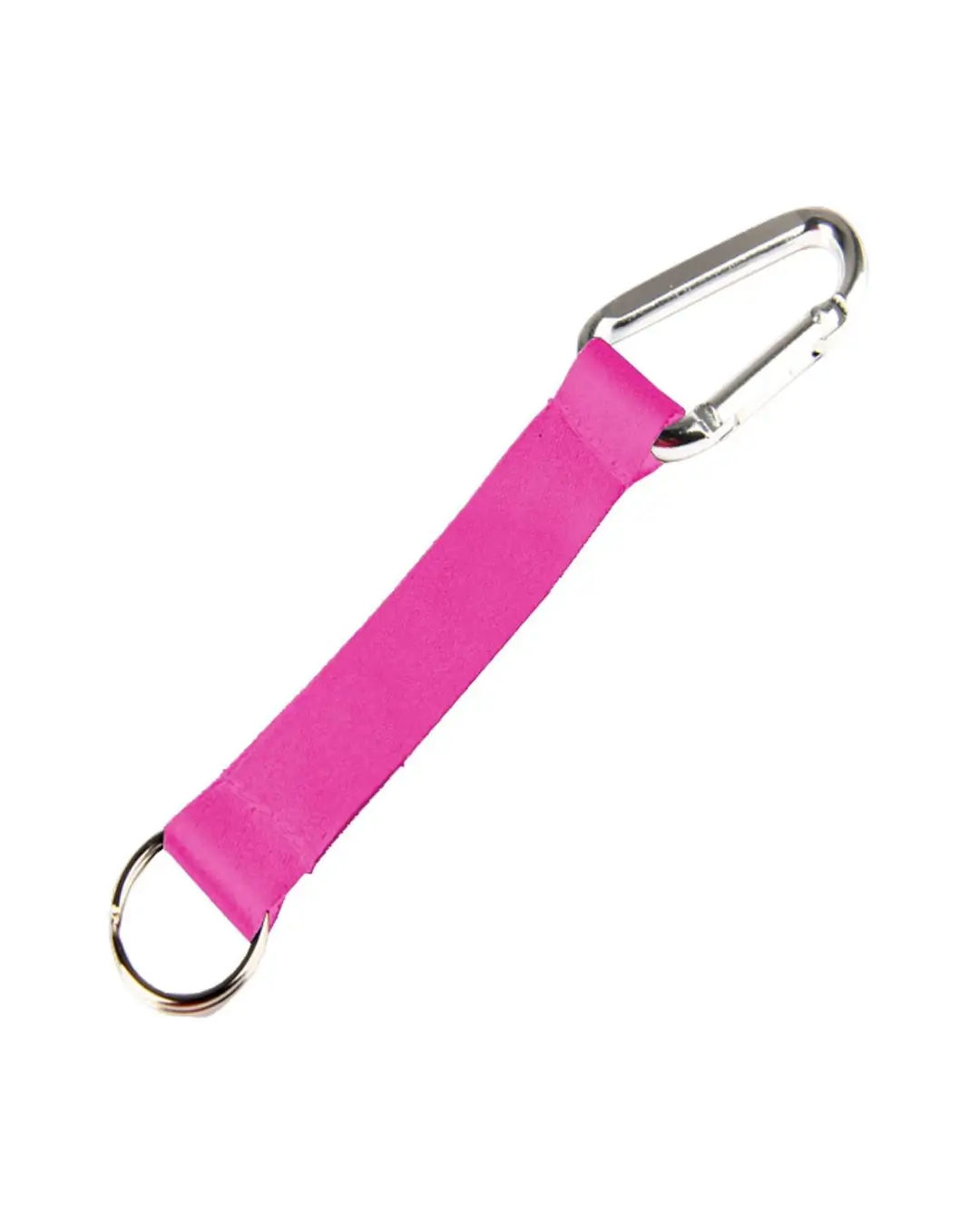 Custom lanyard keychains in hot pink, 5 inch full color polyester strap with aluminum carabiner and split key ring