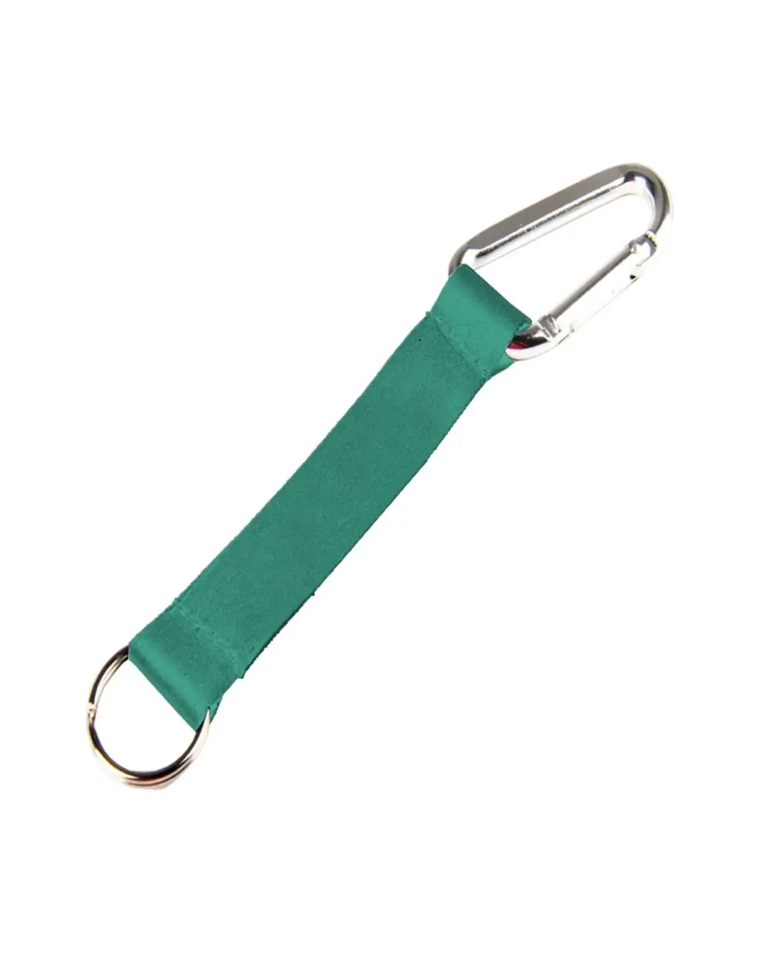 Custom lanyard keychains in kelly green, 5 inch full color polyester strap with aluminum carabiner and split key ring
