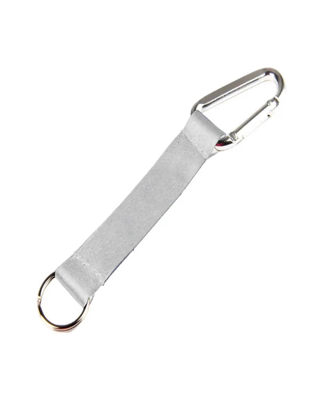 Custom lanyard keychains in light gray, 5 inch full color polyester strap with aluminum carabiner and split key ring