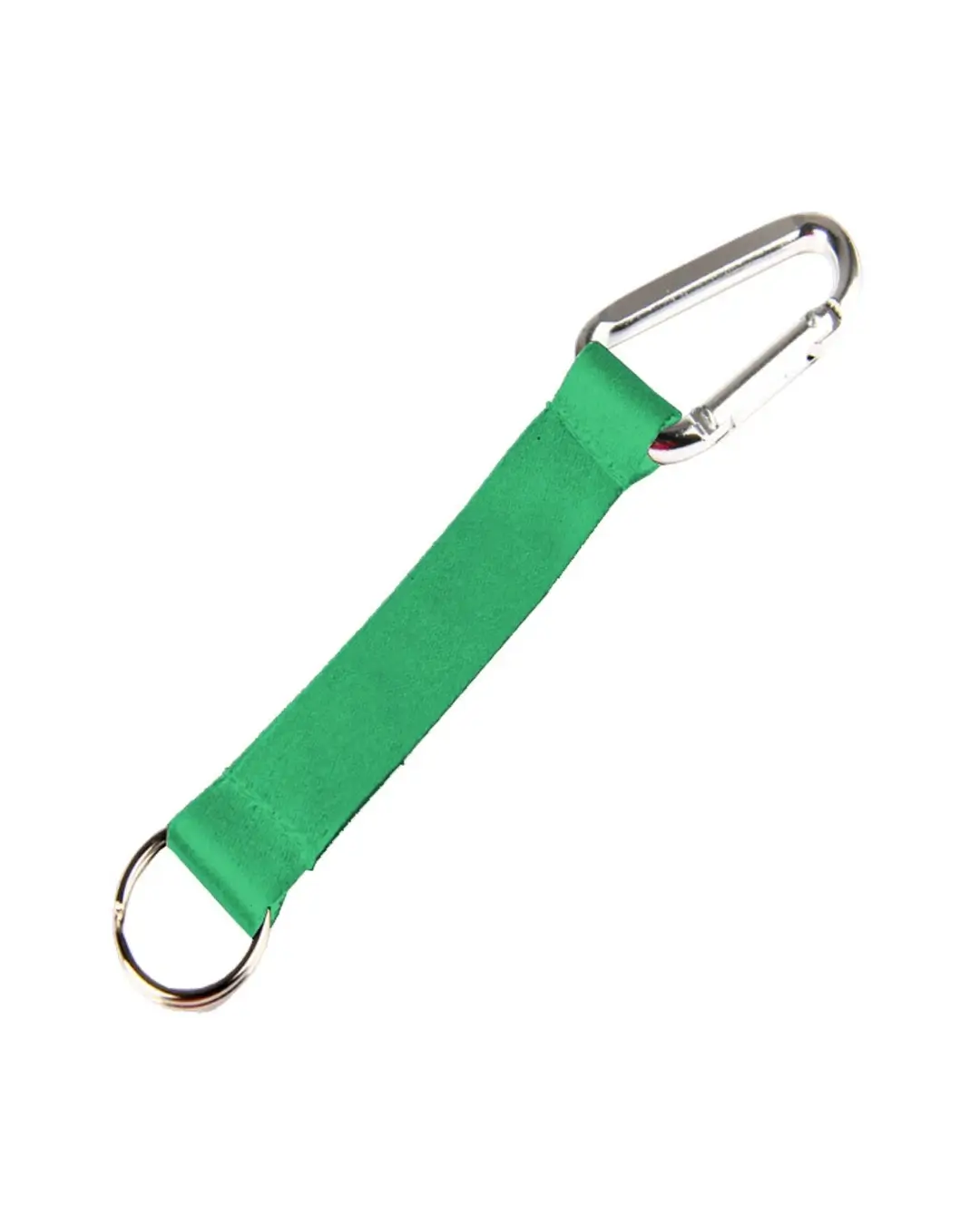 Custom lanyard keychains in lime green, 5 inch full color polyester strap with aluminum carabiner and split key ring
