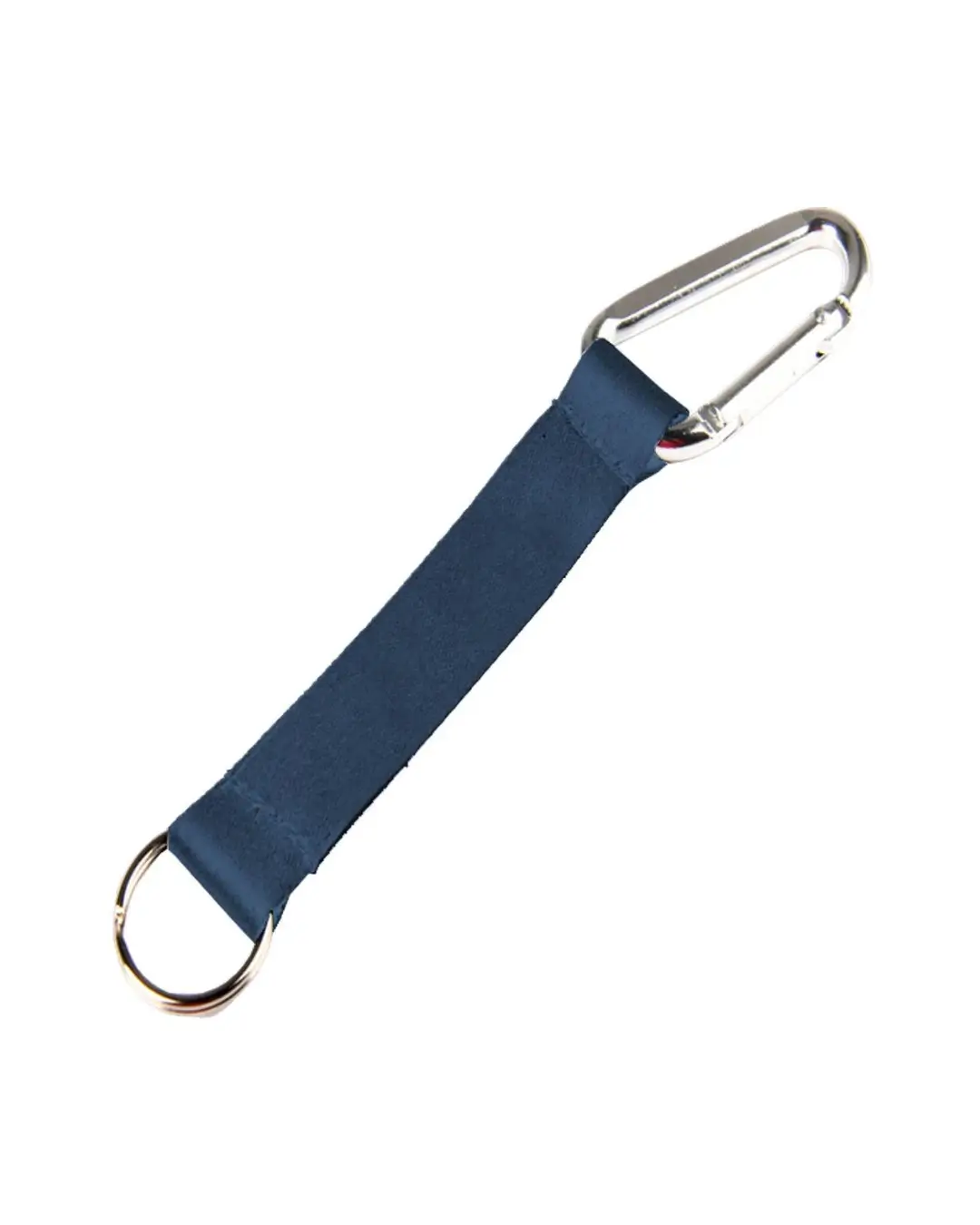 Custom lanyard keychains in navy blue, 5 inch full color polyester strap with aluminum carabiner and split key ring