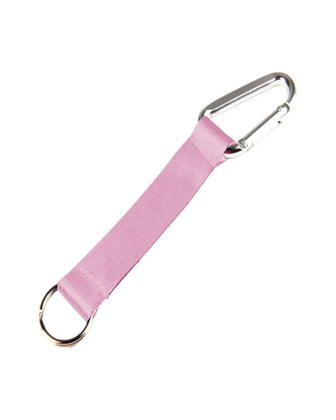 Custom lanyard keychains in pink, 5 inch full color polyester strap with aluminum carabiner and split key ring