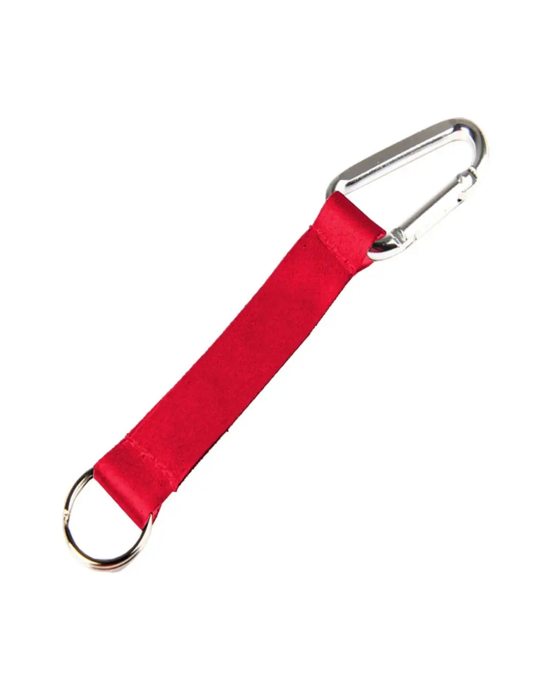 Custom lanyard keychains in red, 5 inch full color polyester strap with aluminum carabiner and split key ring