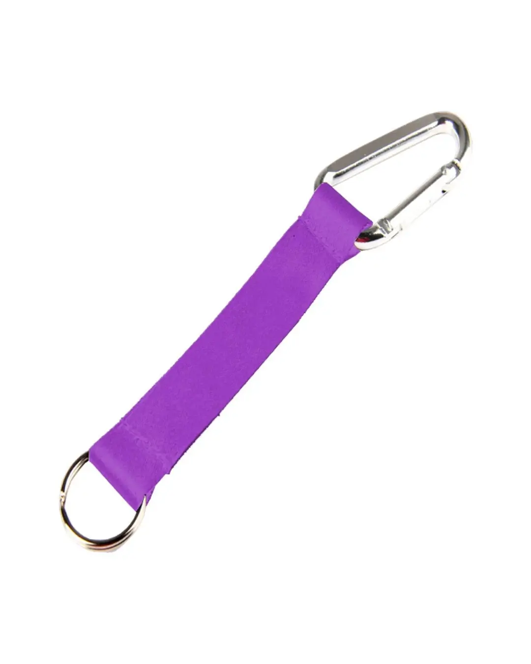 Custom lanyard keychains in violet, 5 inch full color polyester strap with aluminum carabiner and split key ring