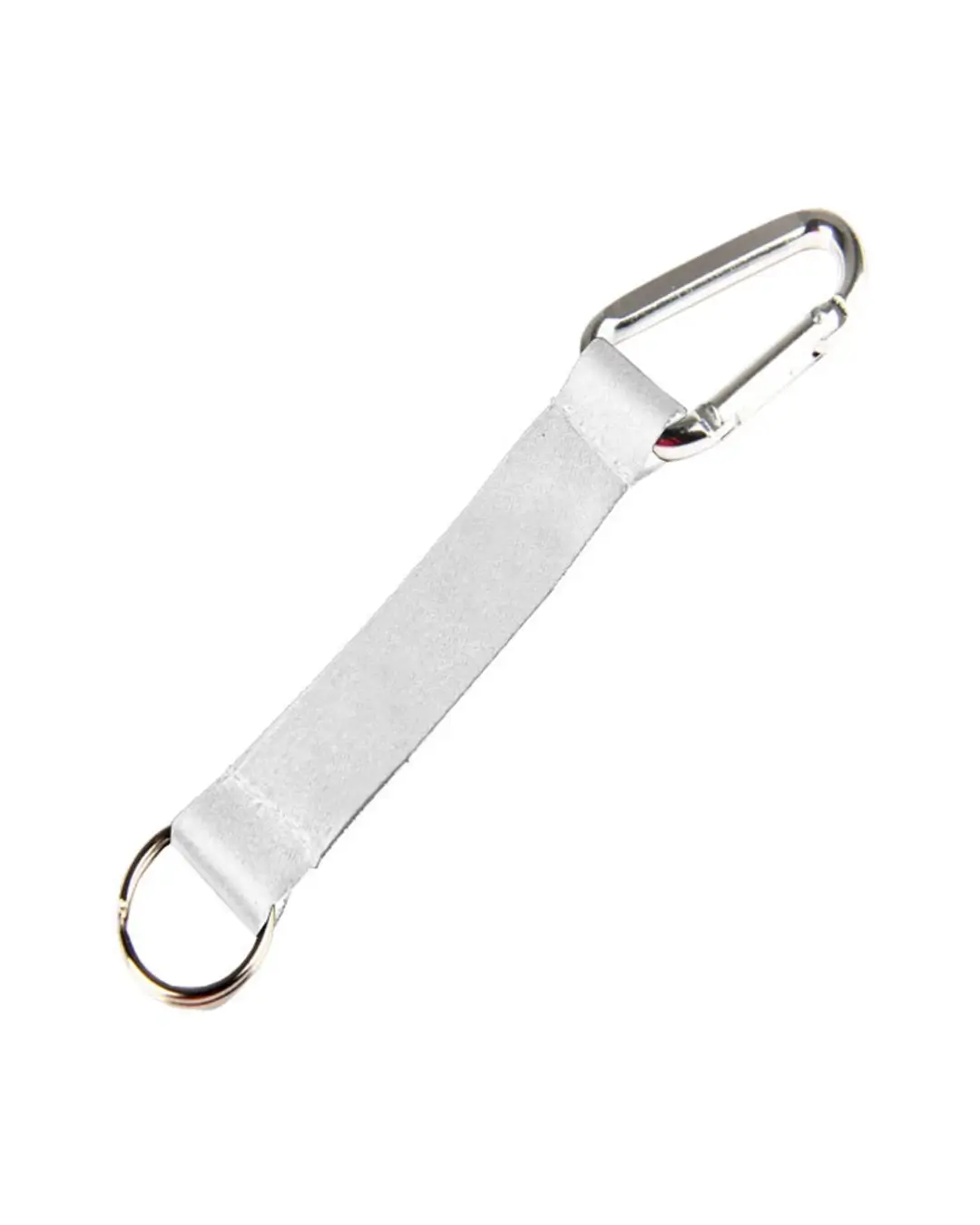Custom lanyard keychains in white, 5 inch full color polyester strap with aluminum carabiner and split key ring