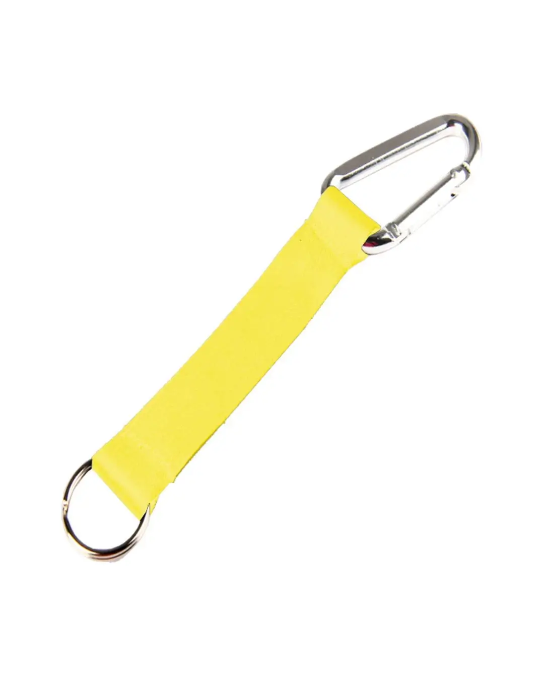 Custom lanyard keychains in yellow, 5 inch full color polyester strap with aluminum carabiner and split key ring