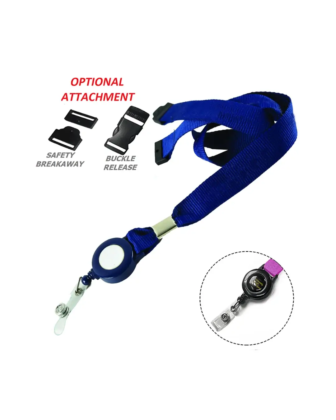 Custom badge reels with lanyard in Attachment Options