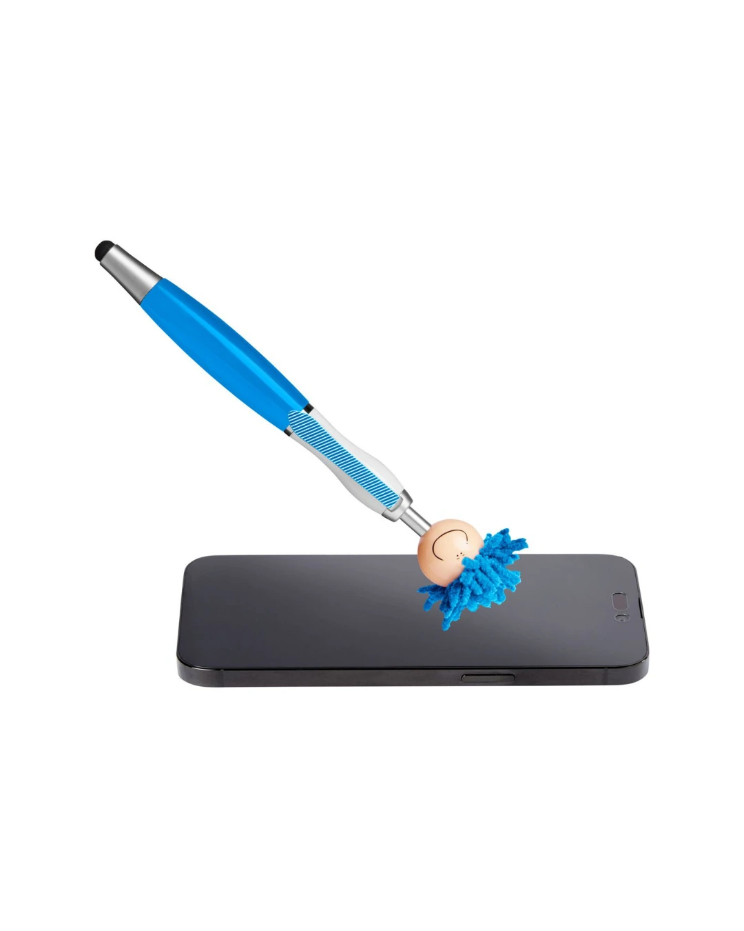 Custom MopToppers pens in Electric Blue, mop top detail