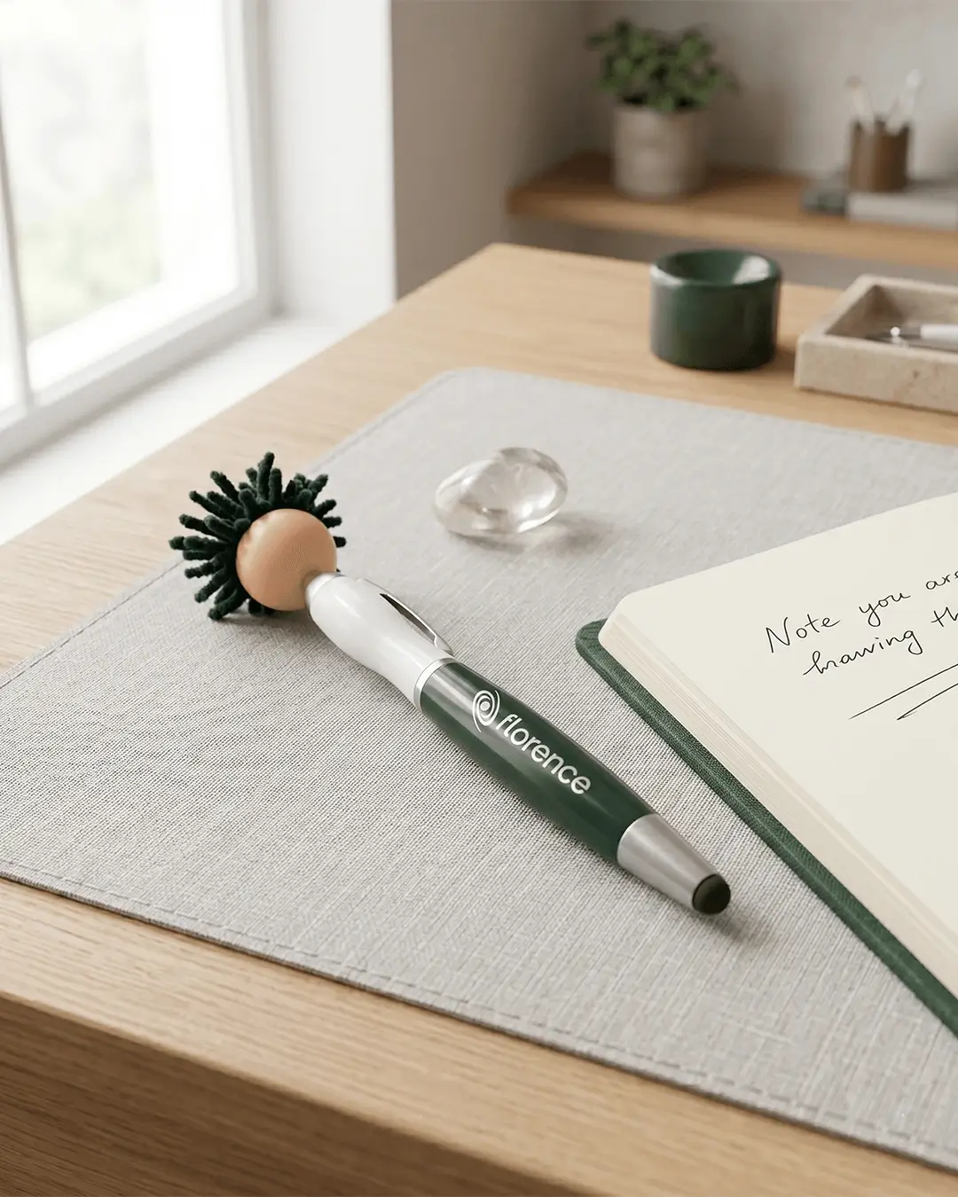 Custom MopToppers pens, screen cleaner stylus