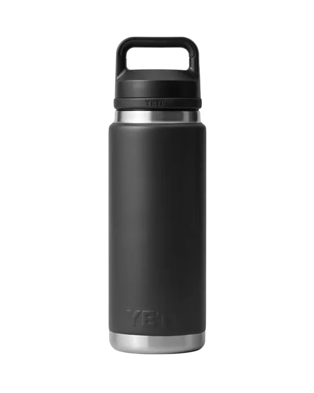 Custom YETI water bottles in black, Rambler 26 oz with Chug Cap, laser engraved