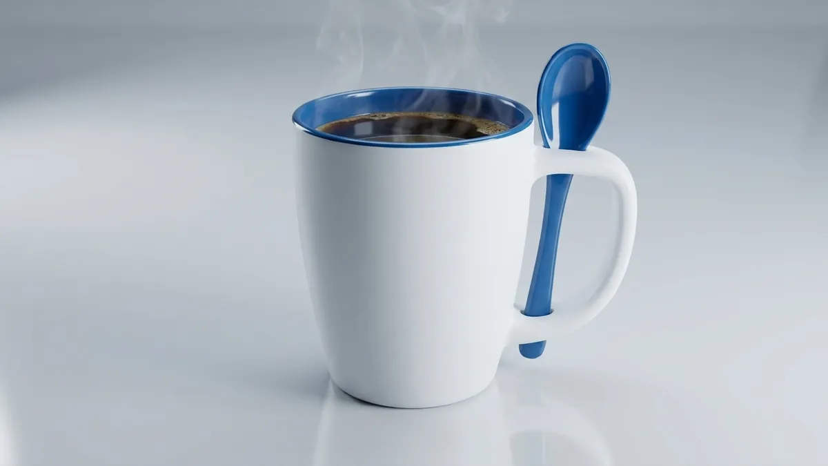 Double-wall insulated custom mug with a colored interior and steaming coffee — Brandevois