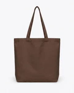 Custom reusable grocery bag, extra-large 12 oz cotton canvas tote with gusset, in Chocolate