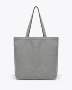 Custom reusable grocery bag, extra-large 12 oz cotton canvas tote with gusset, in Gray