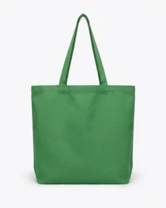 Custom reusable grocery bag, extra-large 12 oz cotton canvas tote with gusset, in Green