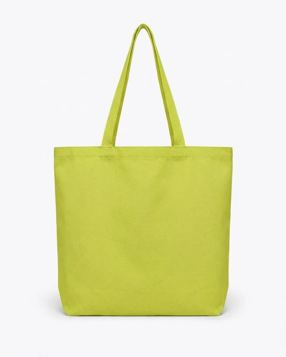Custom reusable grocery bag, extra-large 12 oz cotton canvas tote with gusset, in Lime Green