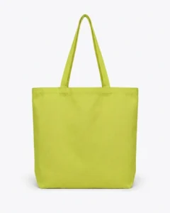 Custom reusable grocery bag, extra-large 12 oz cotton canvas tote with gusset, in Lime Green