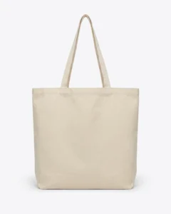 Custom reusable grocery bag, extra-large 12 oz cotton canvas tote with gusset, in Natural