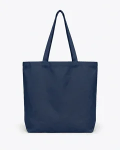 Custom reusable grocery bag, extra-large 12 oz cotton canvas tote with gusset, in Navy Blue