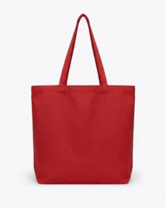 Custom reusable grocery bag, extra-large 12 oz cotton canvas tote with gusset, in Red