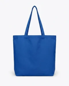 Custom reusable grocery bag, extra-large 12 oz cotton canvas tote with gusset, in Royal Blue