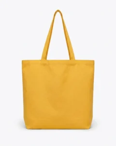 Custom reusable grocery bag, extra-large 12 oz cotton canvas tote with gusset, in Yellow