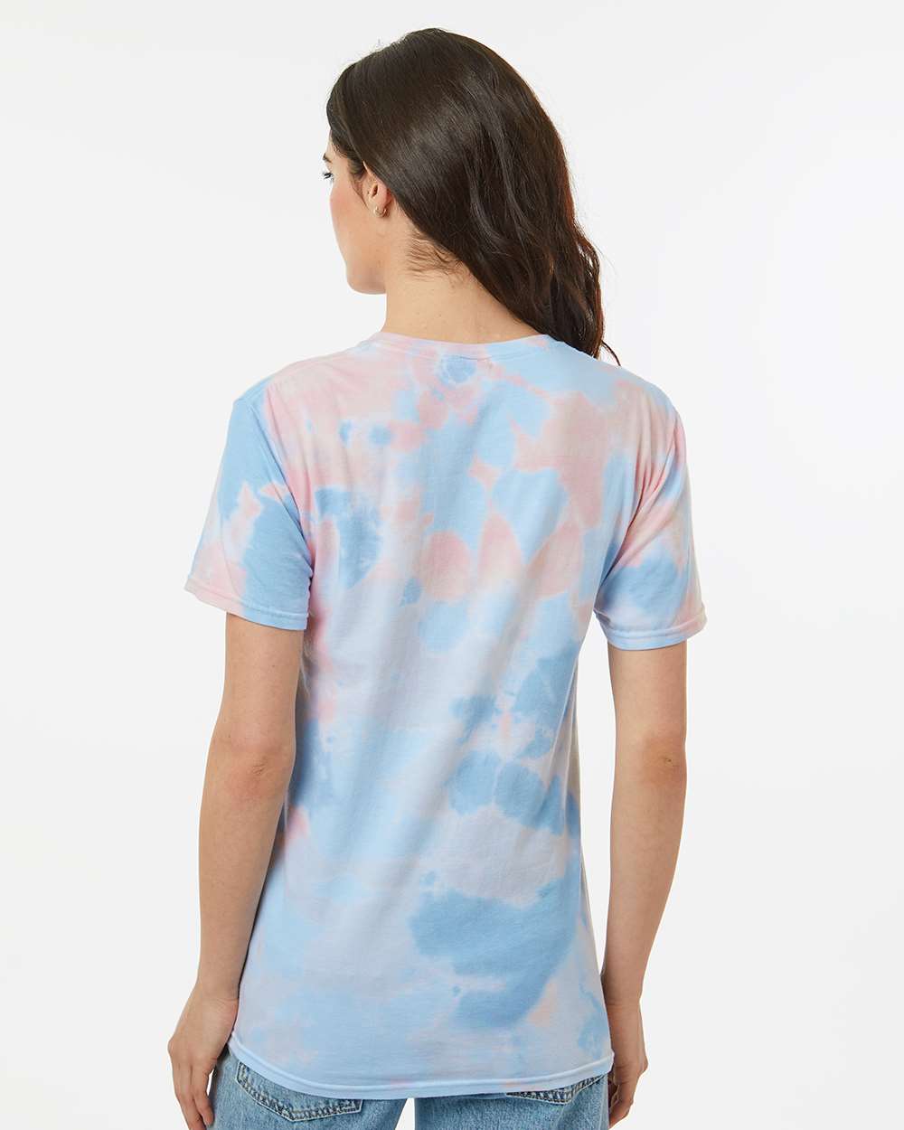 Custom tie-dye shirts in Zephyr, Colortone Vintage crumple-dyed tee, on-model back