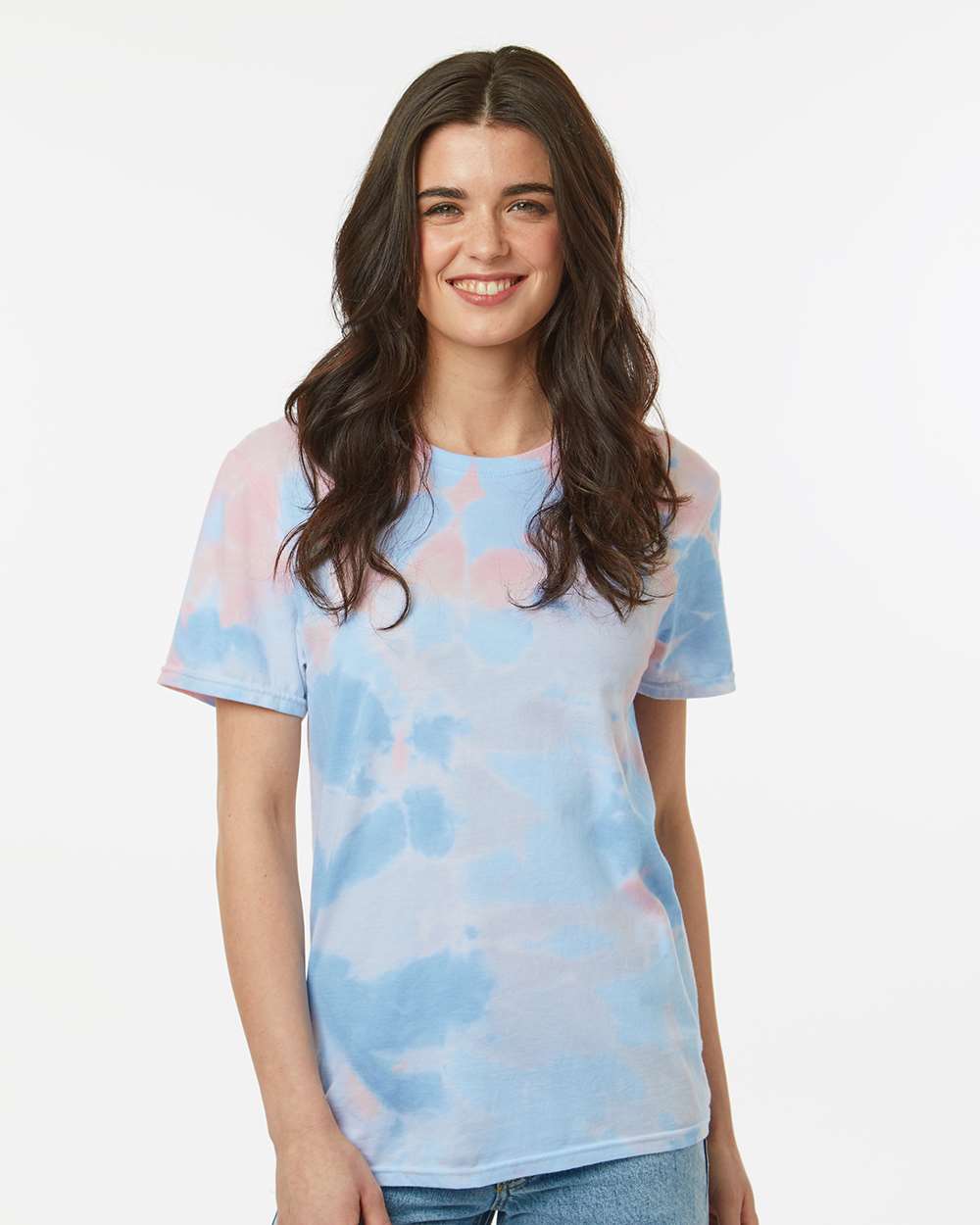 Custom tie-dye shirts in Zephyr, Colortone Vintage crumple-dyed tee, on-model front