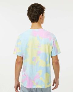Custom tie-dye shirts in Reef, Colortone Vintage crumple-dyed tee, on-model back