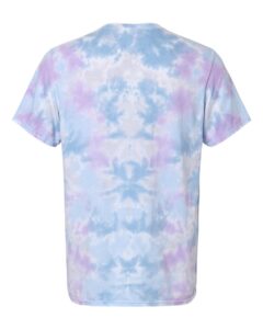 Custom tie-dye shirts in Dusk, Colortone Vintage crumple-dyed tee, flat back