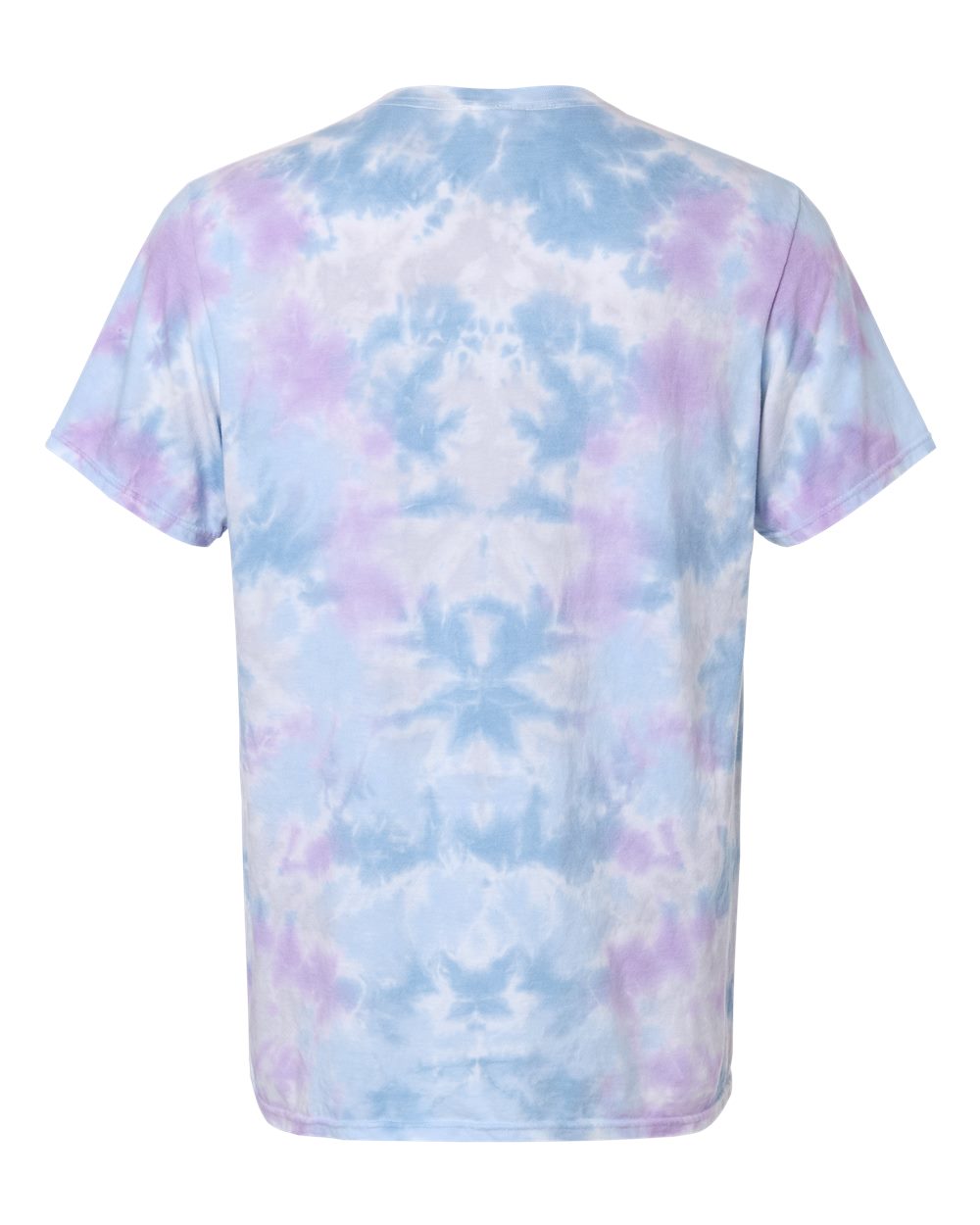 Custom tie-dye shirts in Dusk, Colortone Vintage crumple-dyed tee, flat back