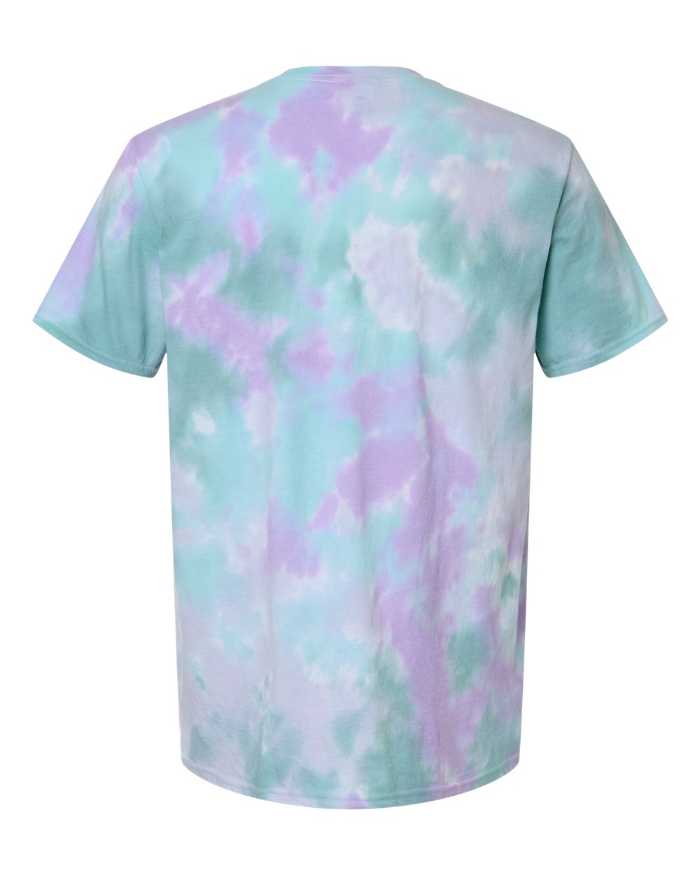 Custom tie-dye shirts in Siren, Colortone Vintage crumple-dyed tee, flat back