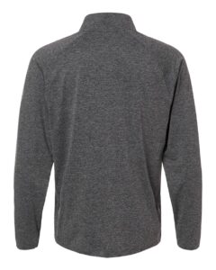 Custom embroidered quarter zips in Volcanic Ash Heather, HUK Airweight heather pullover, flat back
