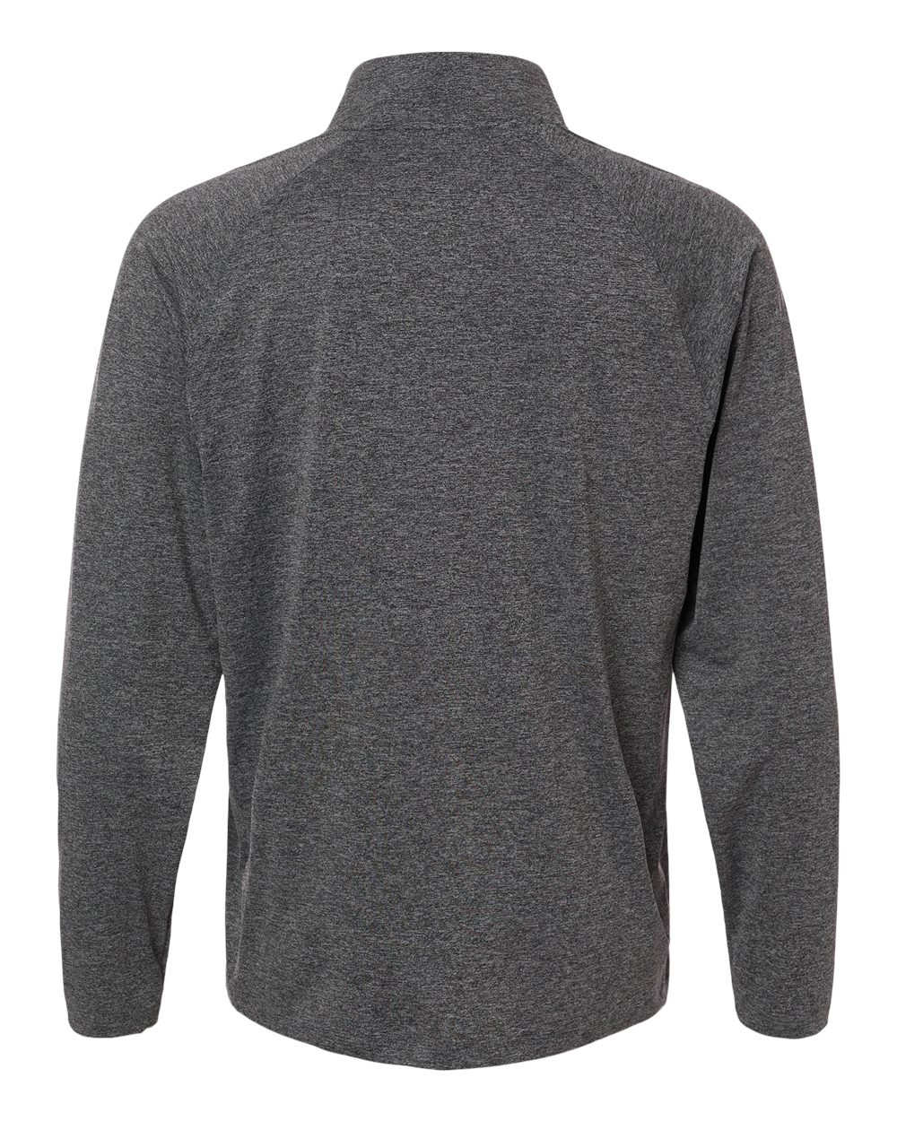 Custom embroidered quarter zips in Volcanic Ash Heather, HUK Airweight heather pullover, flat back