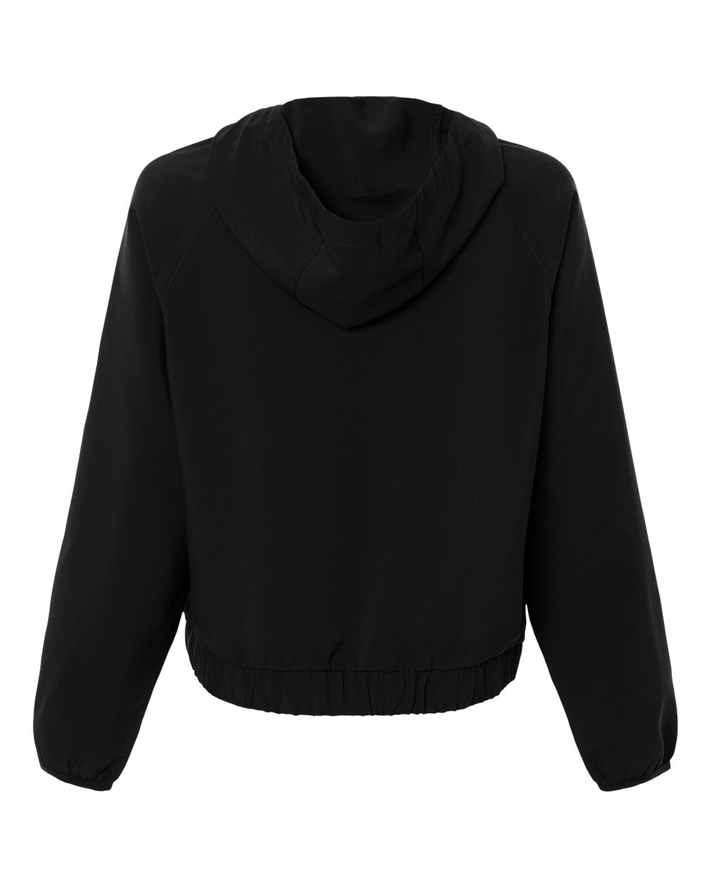 Custom sun shirts, Black women's UPF hooded pullover, back view