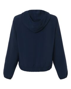 Custom sun shirts, Classic Navy women's UPF hooded pullover, back view